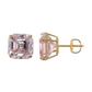 14K Yellow Gold Asscher Cut CZ Stud Earrings with Screw Back - 5mm to 10mm