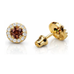 14K Yellow Gold Halo CZ Birthstone Stud Earrings with Screw Back