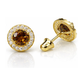 14K Yellow Gold Halo CZ Stud Earrings with Screw Back