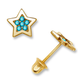 14K Yellow Gold Star CZ Stud Earrings with Screw Back