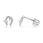 14K Yellow and White Gold Horseshoe CZ Stud Earrings with Screw Back - Clear, Pink and Ruby