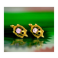 14K Yellow Gold Turtle CZ Stud Earrings with Screw Back