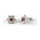 14K White Gold Flower CZ Stud Earrings with Screw Back