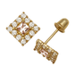 14K Yellow and White Gold CZ Birthstone Stud Earrings with Screw Back