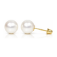 14K Yellow Gold Genuine White Pearl Stud Earrings with Screw Back - 3mm to 8.5mm