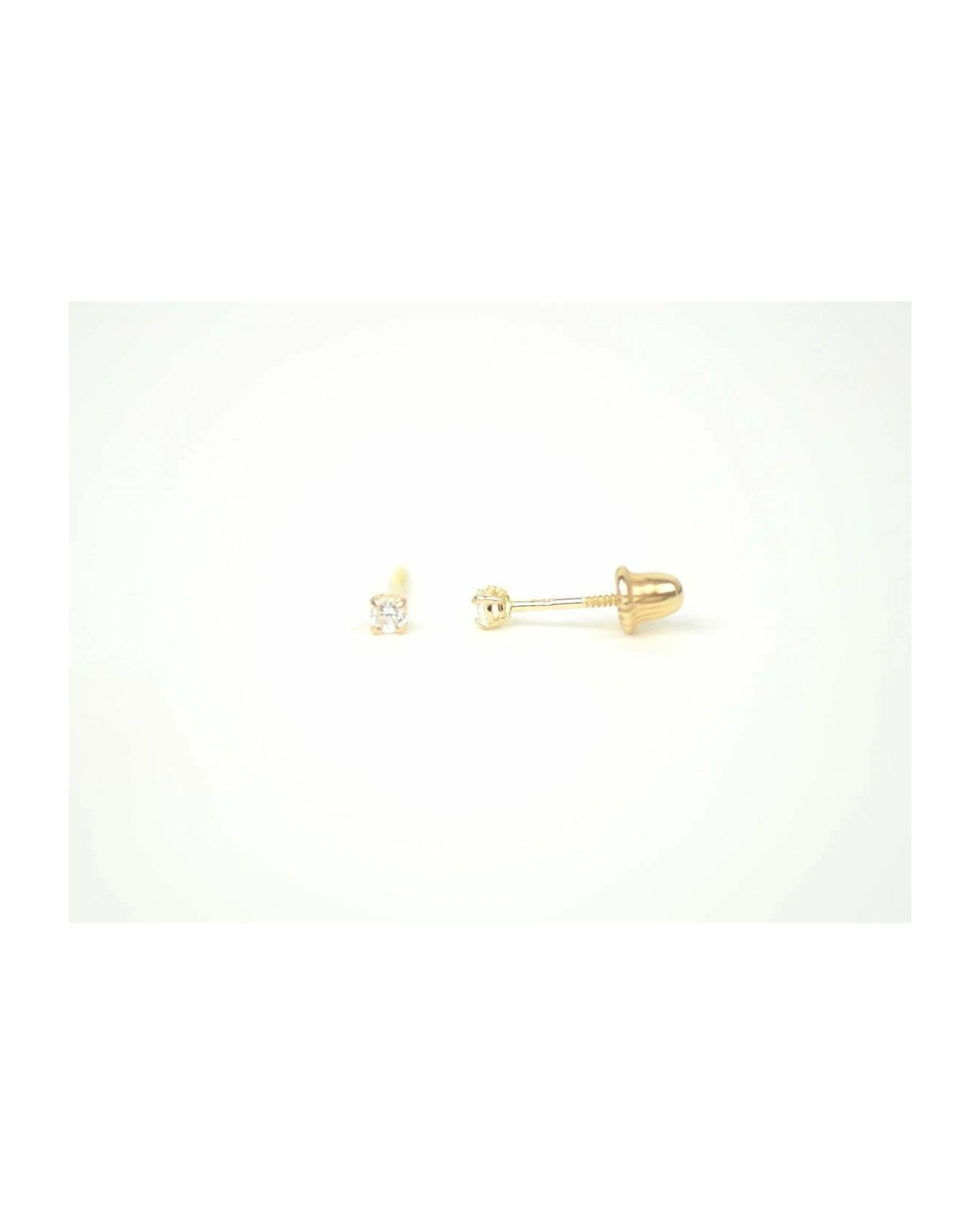 14K Yellow Gold Round CZ Stud Earrings with Screw Back - 2.0mm to 7.0mm