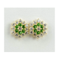 14K Yellow Gold Flower CZ Stud Earrings with Screw Back