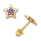 14K Yellow Gold Star CZ Stud Earrings with Screw Back