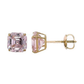 14K Yellow Gold Asscher Cut CZ Stud Earrings with Screw Back - 5mm to 10mm