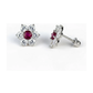 14K White Gold Flower CZ Stud Earrings with Screw Back