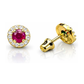 14K Yellow Gold Halo CZ Birthstone Stud Earrings with Screw Back