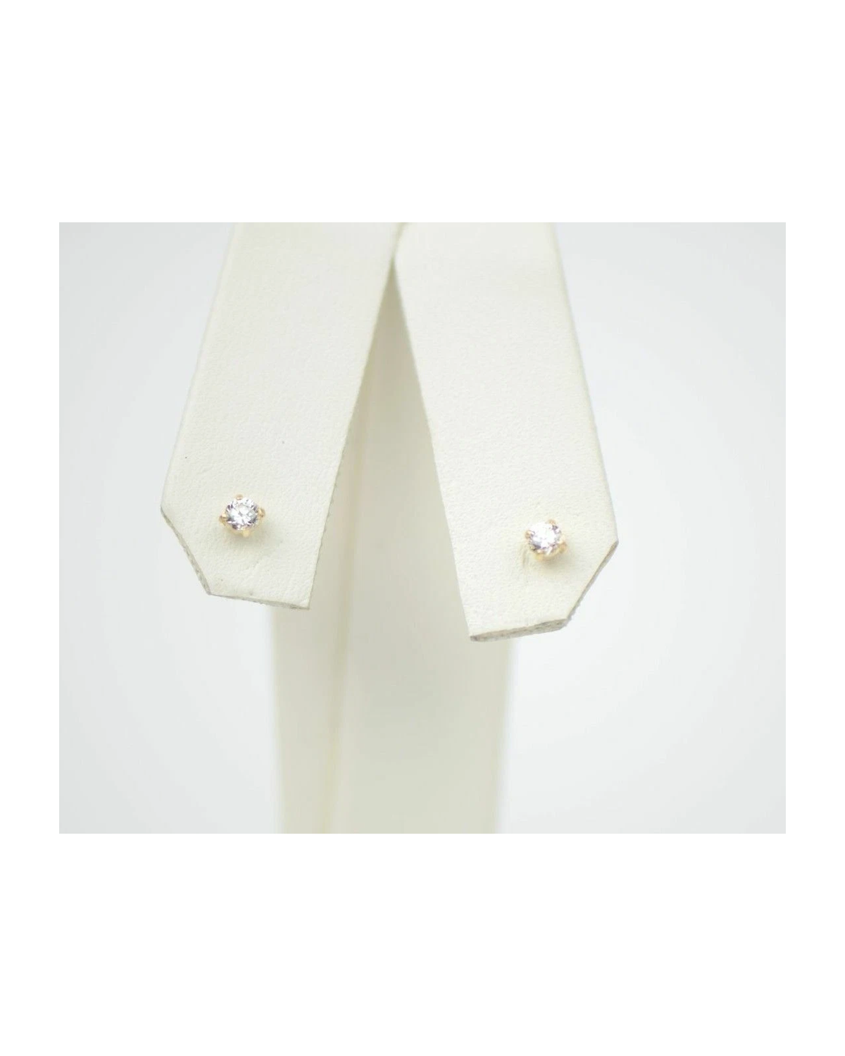 14K Yellow Gold Round CZ Stud Earrings with Screw Back - 2.0mm to 7.0mm