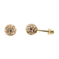 14K Yellow Gold Round Crystal Ball Stud Earrings with Screw Back - 10mm