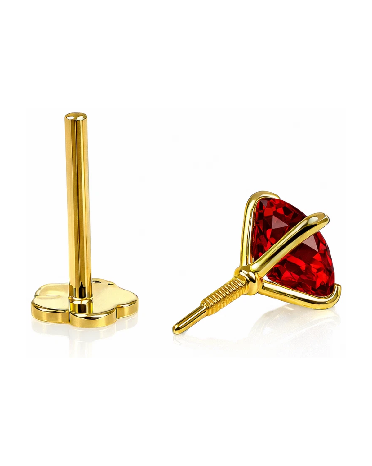 14K Yellow Gold CZ Birthstone Cartilage Barbell Earring with Screw Back - 2mm to 4mm