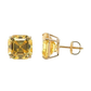 14K Yellow Gold Asscher Cut CZ Stud Earrings with Screw Back - 5mm to 10mm