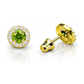 14K Yellow Gold Halo CZ Birthstone Stud Earrings with Screw Back