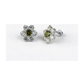 14K White Gold Flower CZ Stud Earrings with Screw Back