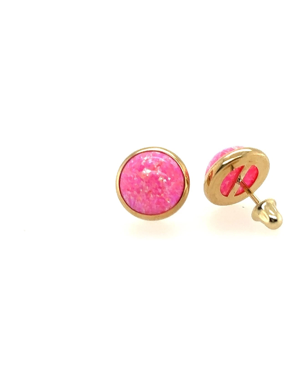 14K Yellow Gold Opal Stud Earrings with Screw Back - 3mm to 8mm