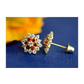 14K Yellow Gold Flower CZ Stud Earrings with Screw Back
