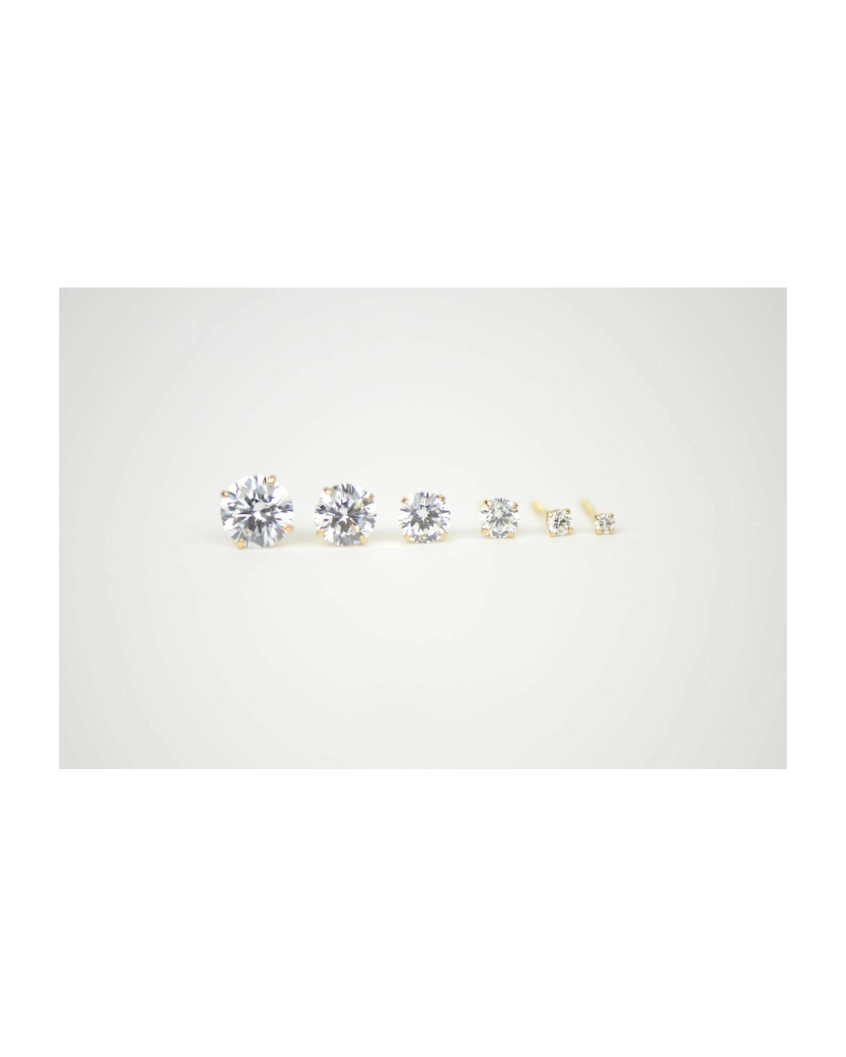14K Yellow Gold Round CZ Stud Earrings with Screw Back - 2.0mm to 7.0mm