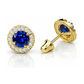 14K Yellow Gold Halo CZ Stud Earrings with Screw Back