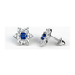 14K White Gold Flower CZ Stud Earrings with Screw Back