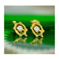 14K Yellow Gold Turtle CZ Stud Earrings with Screw Back