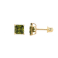 14K Yellow Gold Square Princess Cut CZ Birthstone Stud Earrings with Screw Back - 3mm to 7mm