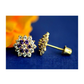 14K Yellow Gold Flower CZ Stud Earrings with Screw Back