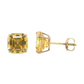 14K Yellow Gold Asscher Cut CZ Stud Earrings with Screw Back - 5mm to 10mm