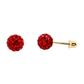 14K Yellow Gold Round Crystal Ball Stud Earrings with Screw Back - 10mm