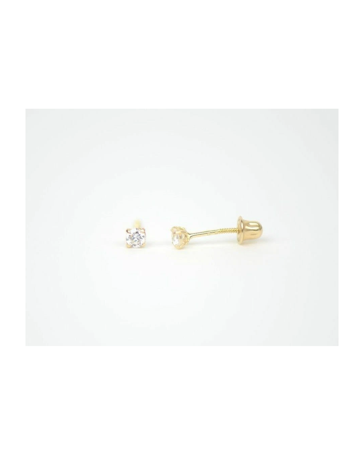 14K Yellow Gold Round CZ Stud Earrings with Screw Back - 2.0mm to 7.0mm