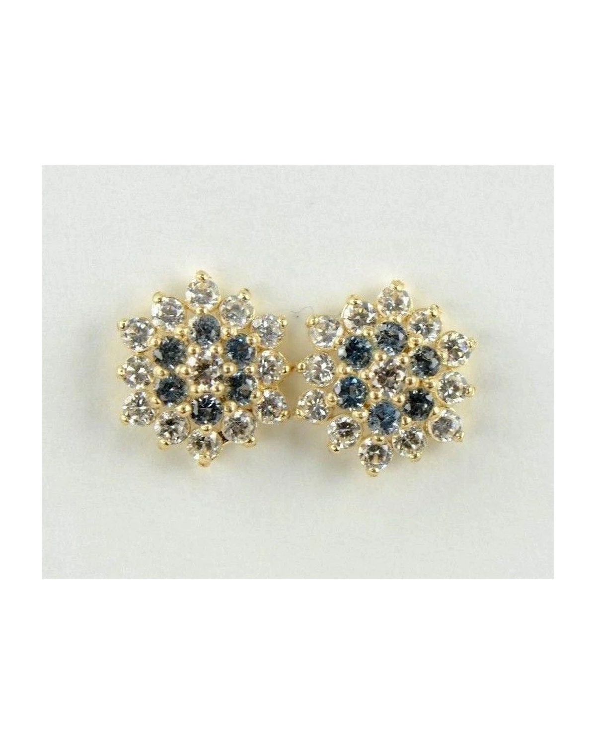 14K Yellow Gold Flower CZ Stud Earrings with Screw Back