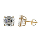 14K Yellow Gold Asscher Cut CZ Stud Earrings with Screw Back - 5mm to 10mm