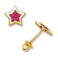 14K Yellow Gold Star CZ Stud Earrings with Screw Back