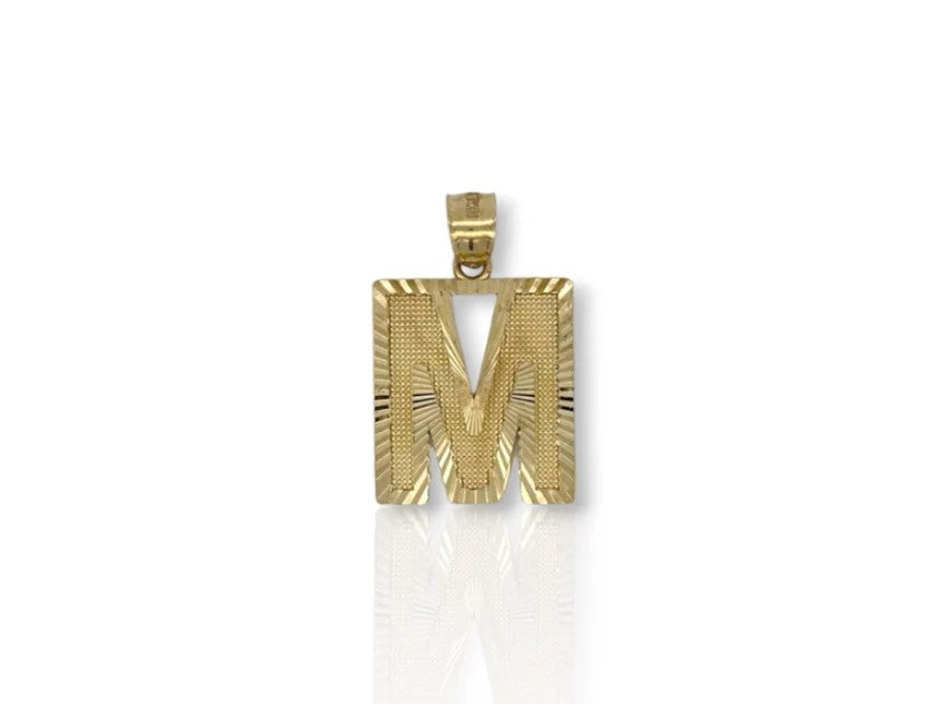 Initial Pendant Charm Diamond Cut - 10K Yellow Gold