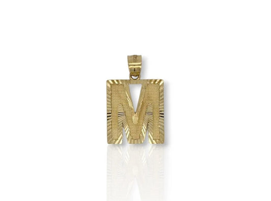 Initial Pendant Charm Diamond Cut - 10K Yellow Gold