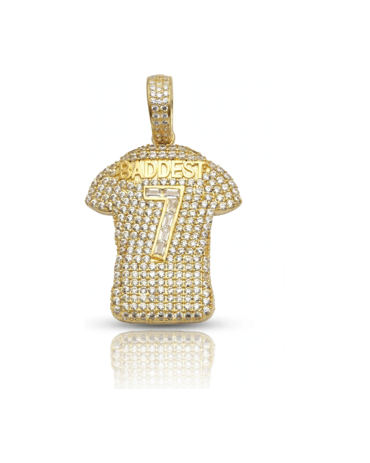 Jersey Shirt Pendant with CZ Number 7 - 10K Gold