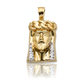 Two-Tone Jesus Face Braided Crown Beaded Hollow Back Pendant - 10K Gold
