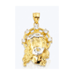 Jesus Face Pendant with CZ Halo and Two-Tone Crown - 10K Gold