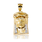 Two-Tone Jesus Face Thorn Band Beaded Lattice Back Pendant - 10K Gold
