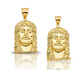 Jesus Head Pendant with Long Wavy Hair - 10K Yellow Gold