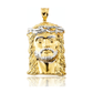Jesus Head Pendant with White Thorn Crown and Beard - 10K Gold
