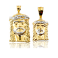 Jesus Head Pendant with White Thorn Crown and Beard - 10K Gold
