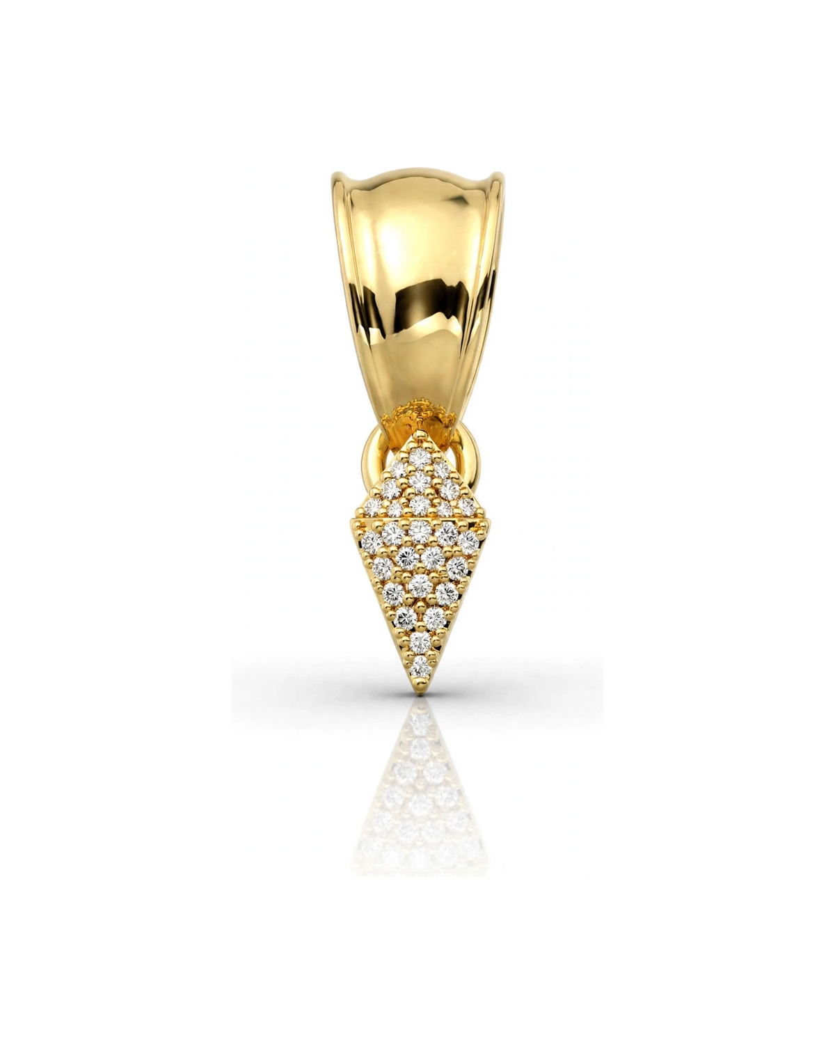 Key Pendant with CZ Hexagon Bow - 10K Gold