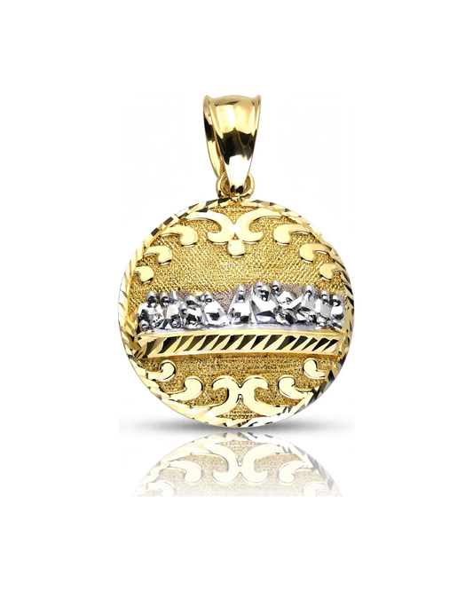 Last Supper Round Medallion Two-Tone Pendant - 10K Gold