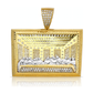 Last Supper Rectangular Pendant with CZ Row and Pavé Bail - 10K Gold