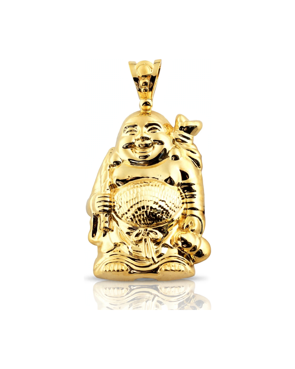 Laughing Buddha Polished Pendant - 10K Yellow Gold