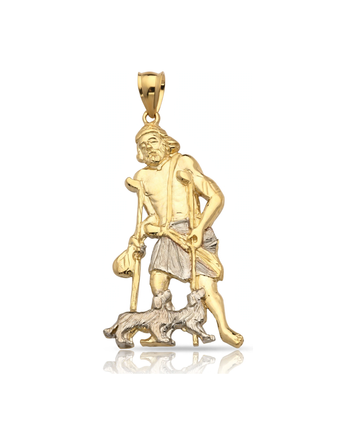 San Lazaro Pendant with Dogs - 10K Gold