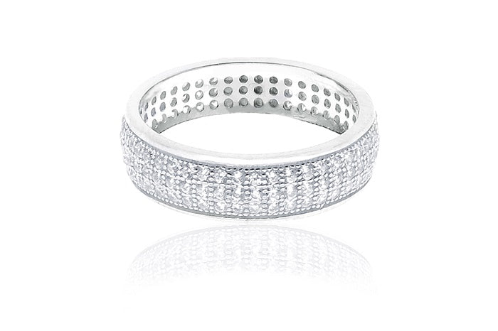 Eternity Band Ring - 925 Sterling Silver - Rhodium Plated
